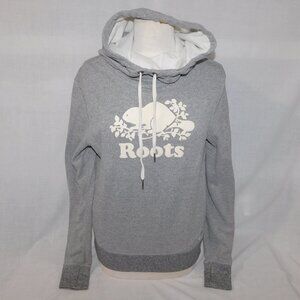 Roots  Hoodie Gray Salt & Pepper Funnel Neck Cowl pullover Sweatshirt womens M